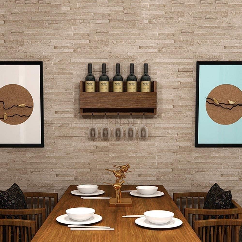 JOZZY Décoration Murale,Porte-Bouteilles en Bois Massif Porte-Verres à Pied Fixation Murale Moderne Salle à Manger Bûches Maison Porte-gobelets Suspendus Stockage