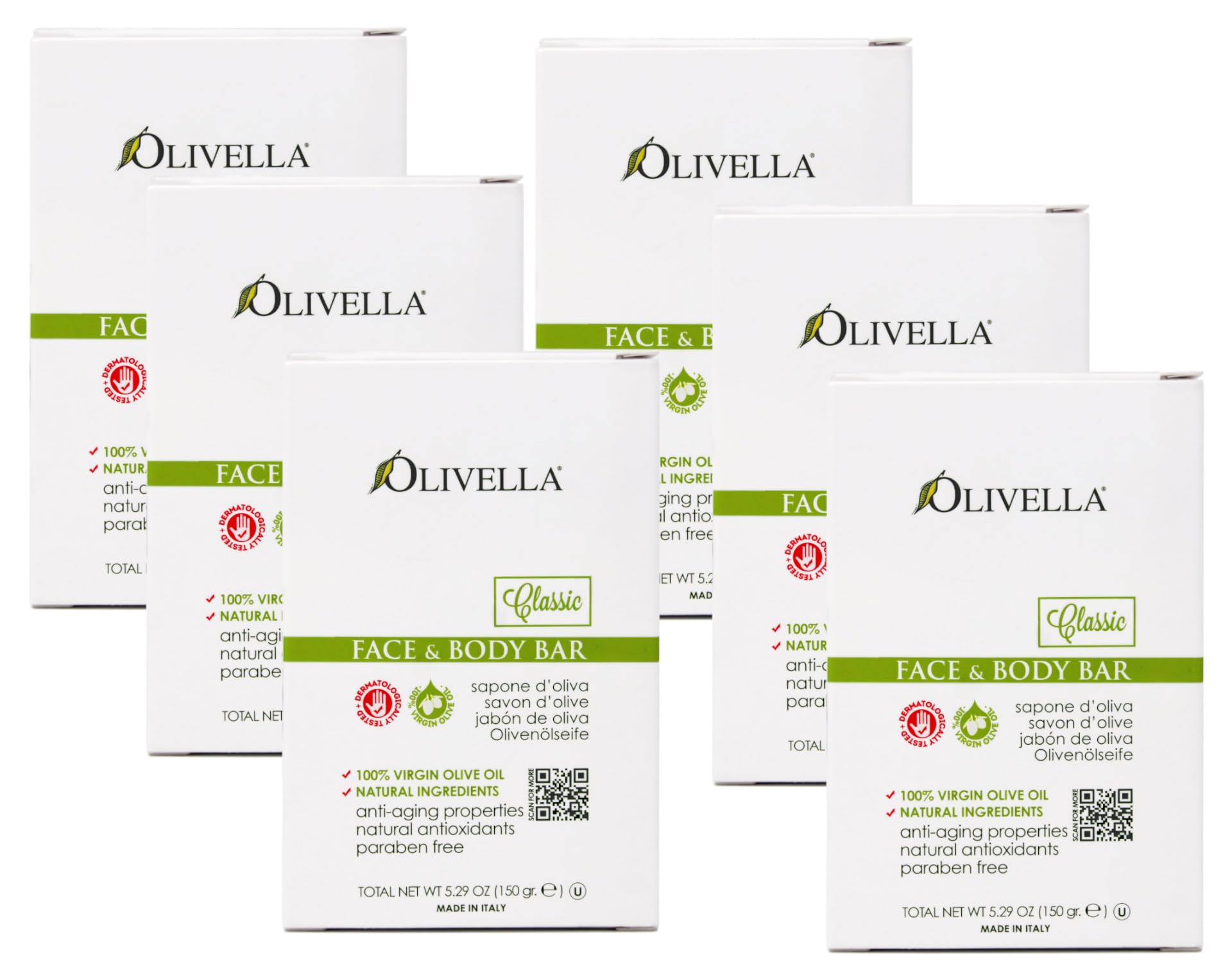 Olivella Soap Bar 5.29 Ounce Face & Body (156ml) (6 Pack)