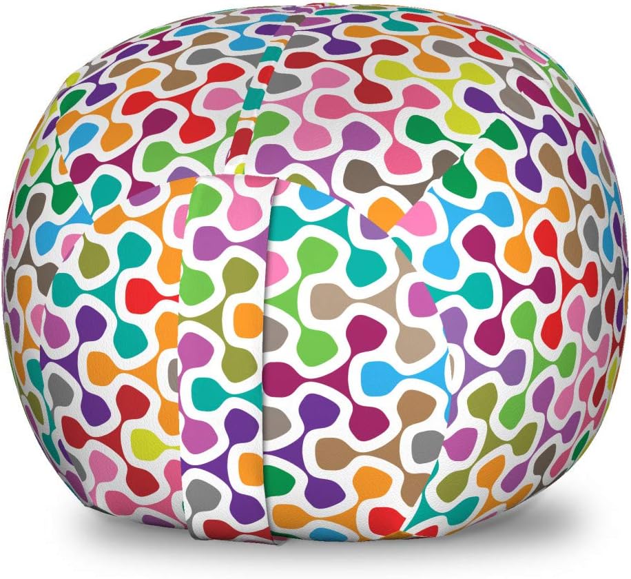 Ambesonne Abstract Storage Toy Bag Chair, Trippy Crossed Linked Geometric Game Style Ornamental Background Pattern, Stuffed Animal Organizer Washable Bag, Small Size, Multicolor