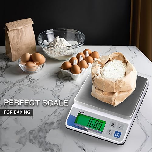 Miniatura 6 de Polit Báscula digital de cocina KT-66 de 30 libras28.7 lbs Báscula de precisión de alimentos de 0.05 oz1 g con pantalla LCD, batería o enchufable,