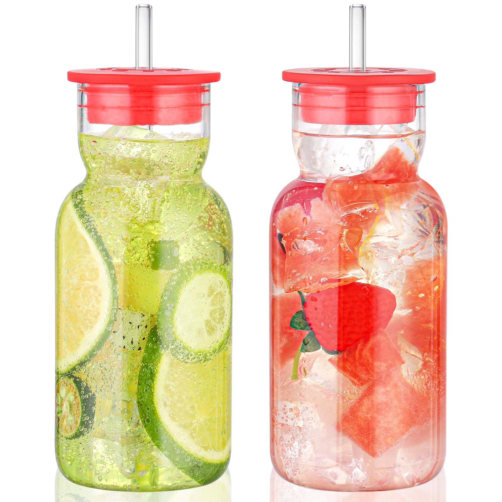 CWHHRN 17 oz Glass Cups with Lid and Straw – $8.99