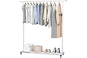 Tubo para colgar ropa: organizador de barra estándar rodante para prendas de...