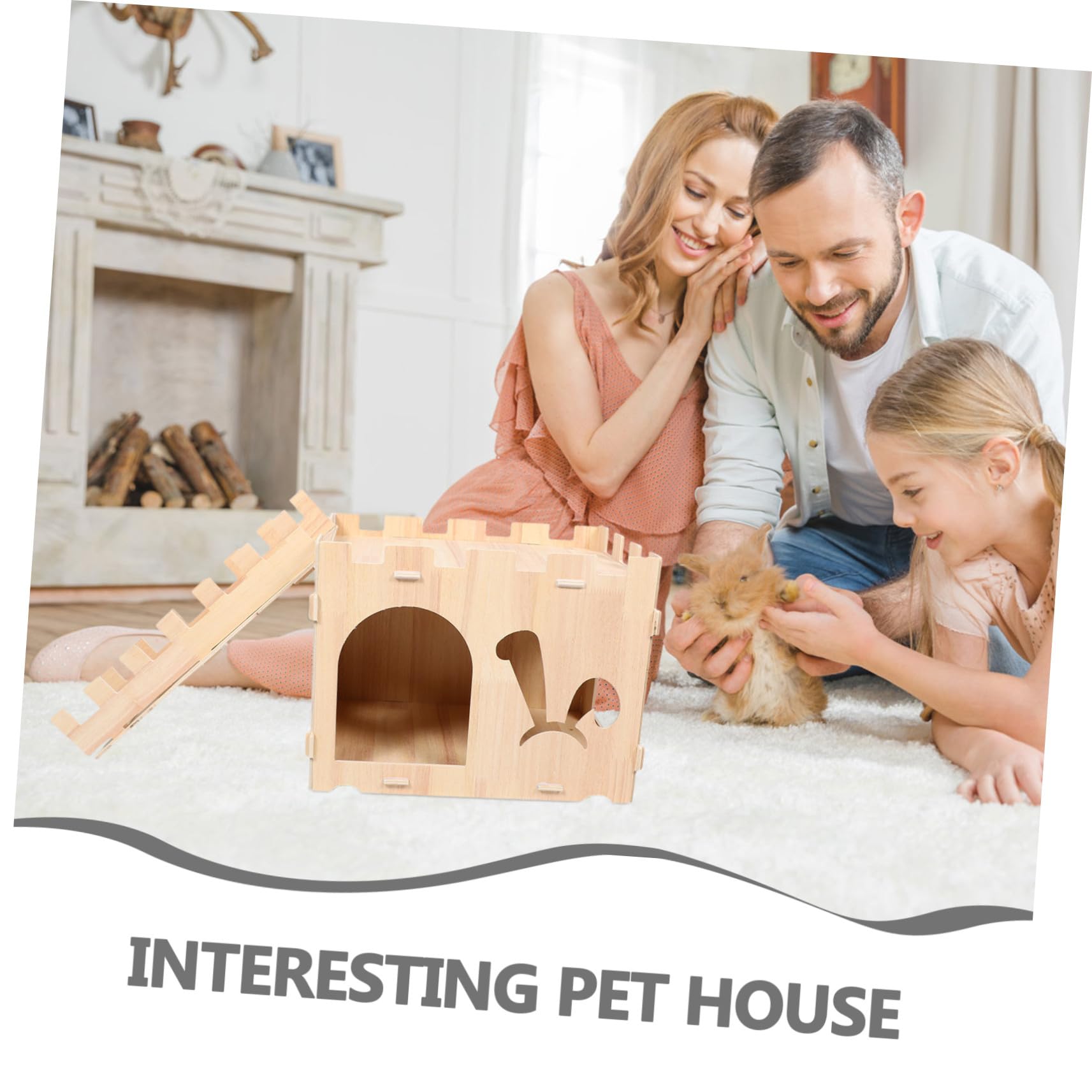 Toddmomy Casetta in Legno per Conigli Castello Multiuso per Piccoli Animali Domestici Rifugio Ventilato per Criceti e Topi Habitat Sicuro e Confortevole Scala Spaziosa Installazione Rapida