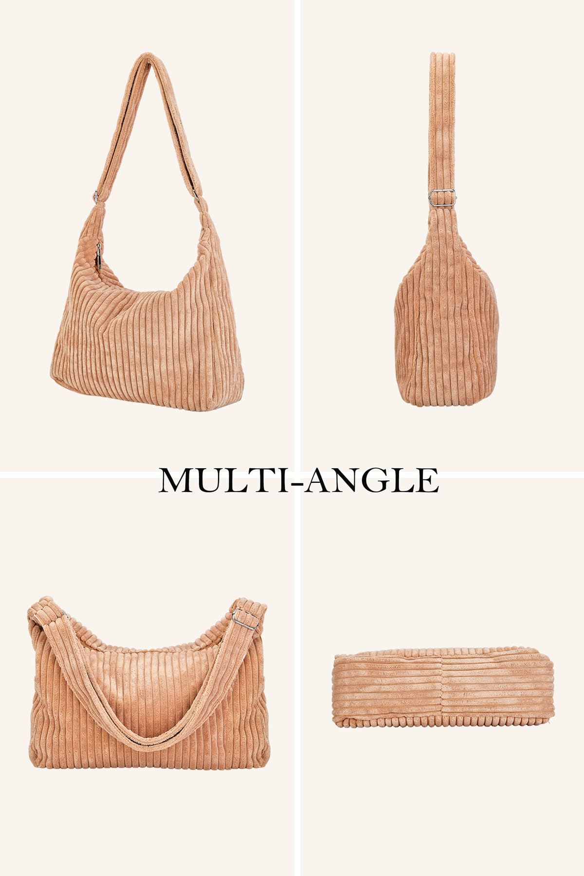 Ulisty Sac besace en velours côtelé avec bandoulière réglable pour femme