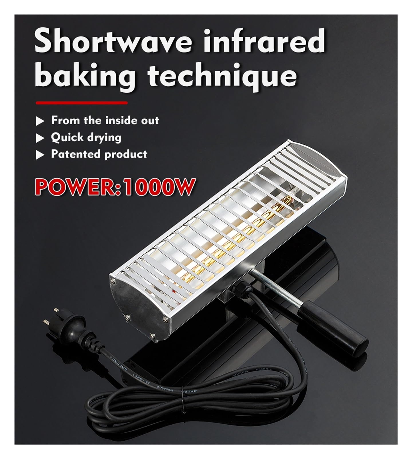 Lampa do utwardzania lakieru, 1000W Grzejnik Na Podczerwień Lampa Do Utwardzania Farby Fala Świetlna Farba Na Podczerwień Lampa Lakiernicza Samochodowa Przenośna Lampa Do Pieczenia Karoserii Samochodu