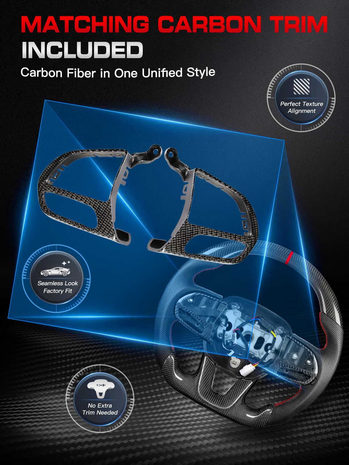 Snapklik.com : Tesfeel Heated Carbon Fiber Steering Wheel For Dodge ...
