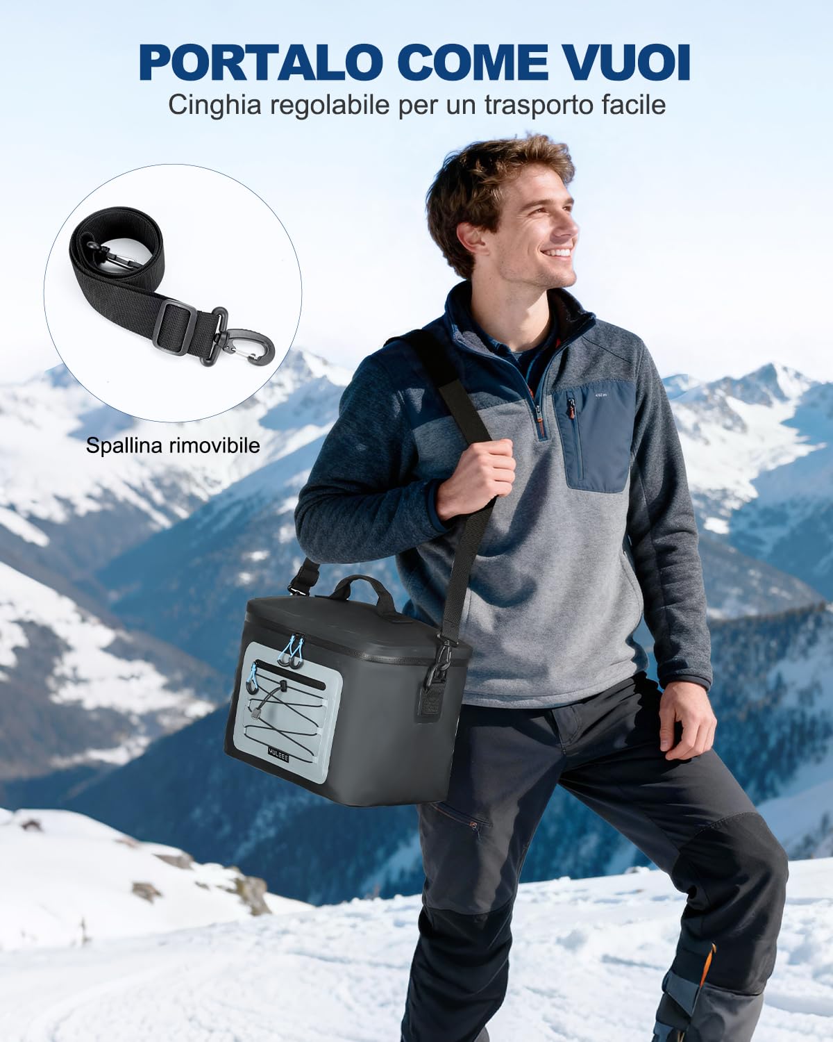 Borsa Termica Porta Pranzo - Borsa Frigo Pranzo Impermeabile e Portatile,Borsa Frigo per All'aperto Barbecue Campeggio Viaggi Spiaggia, 20L, Nero