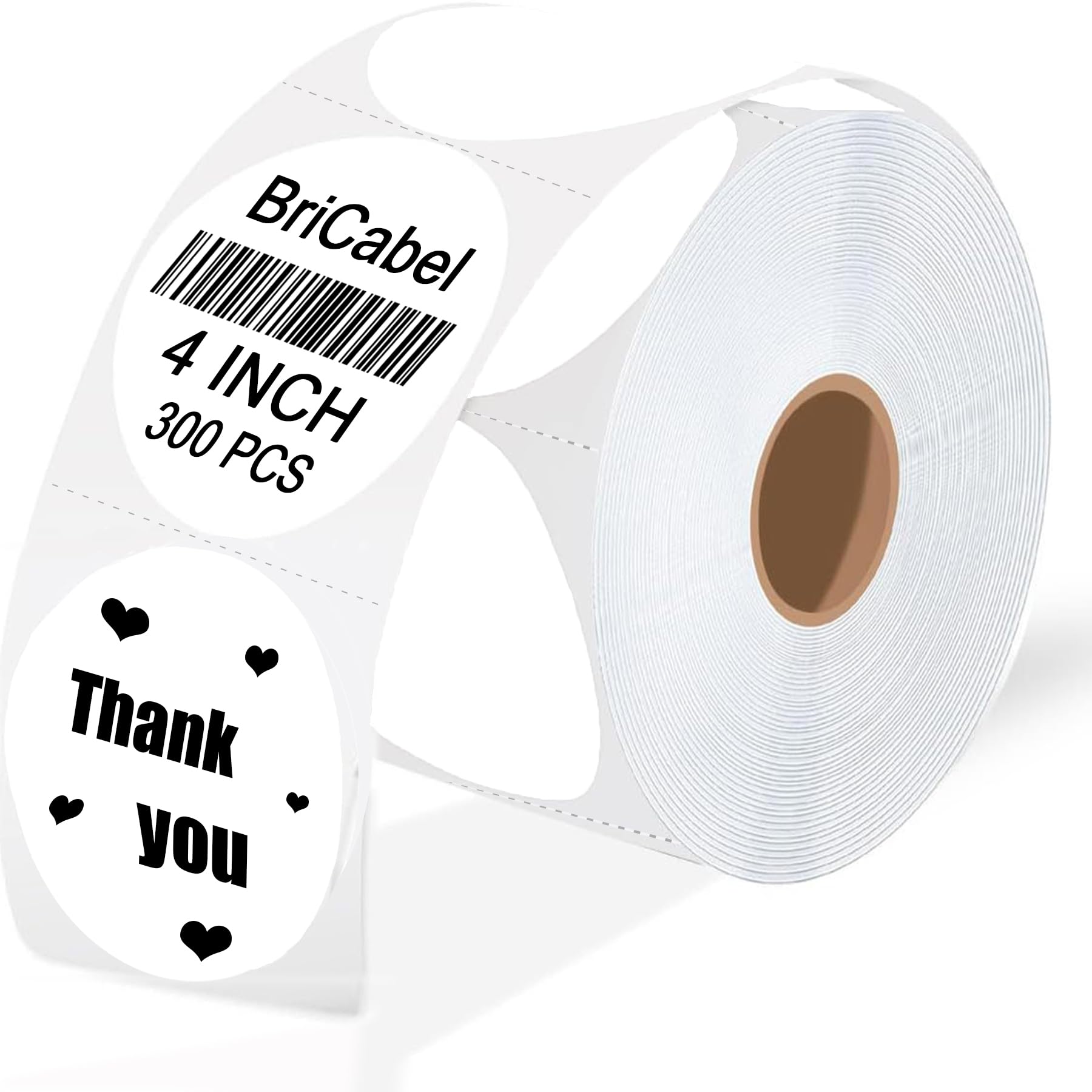 Etiquetas adhesivas térmicas circulares blancas de 4 pulgadas, etiquetas autoadhesivas redondas para inventario, rollo de calcomanías térmicas multiusos para uso doméstico y empresarial, 300