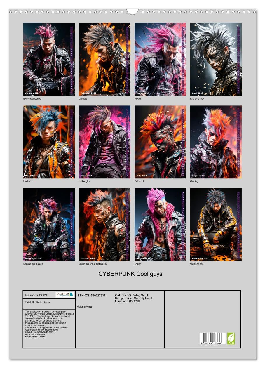 CYBERPUNK Cool guys (Wall Calendar 2027 DIN A2 portrait), CALVENDO 12 Month Wall Calendar: Rebels in the era of AI technology