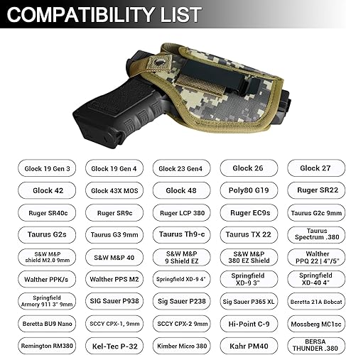 Miniatura 5 de LGTFY Fundas universales ocultas para pistolas, mano derecha e izquierda con bolsa Mag para hombres y mujeres, IWBOWB 380 0.354 in fundas para