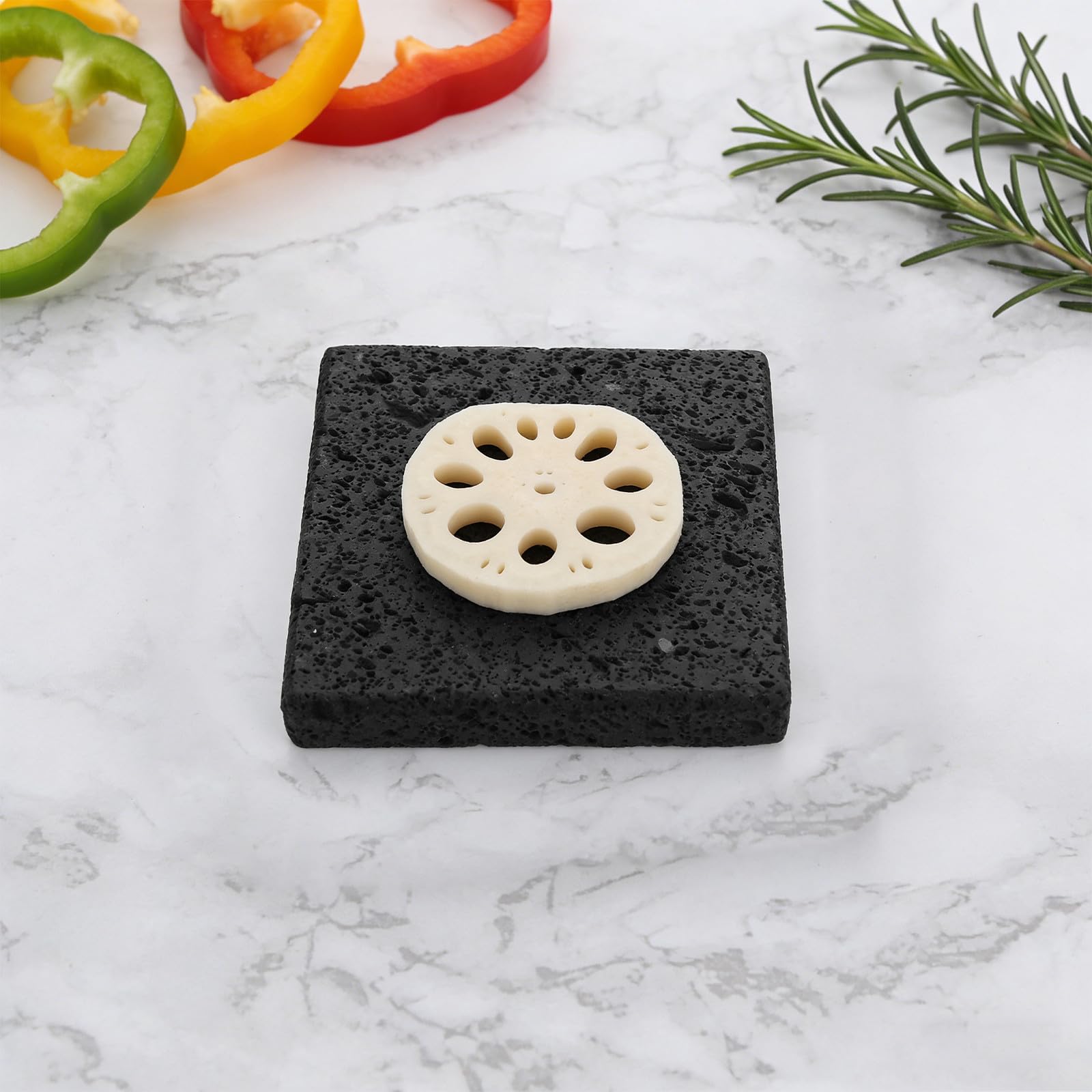 Kamień do gotowania z lawą do biwakowania na świeżym powietrzu, płyta z wulkanicznej skały, 3,9" x 3,9" x 0,6&;, koreański kamień do grillowania i pieczenia potraw