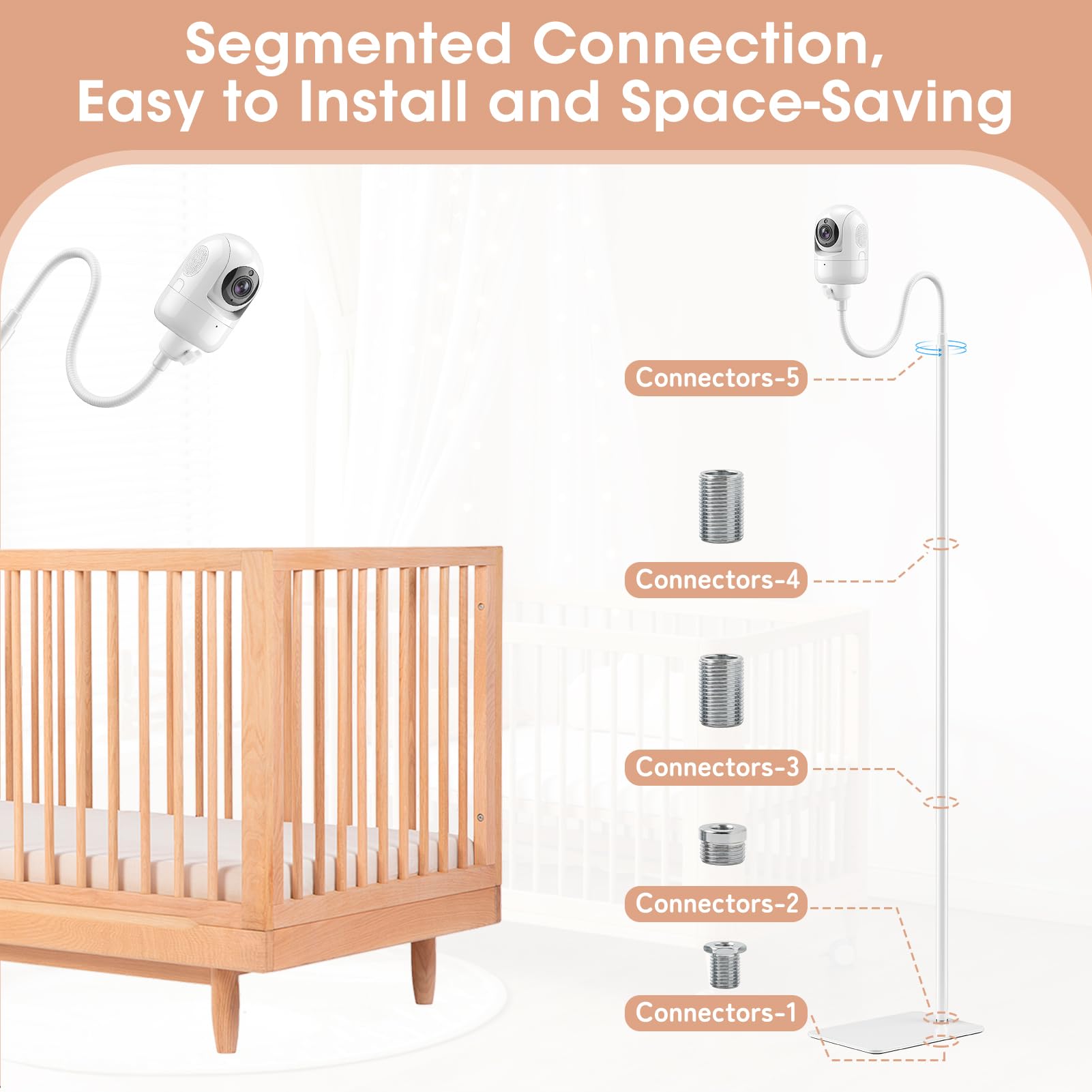 Support universel pour moniteur de bébé, hauteur réglable de 95 à 175 cm, compatible avec HelloBaby, VTech, TP-Link, Babysense, Boifun et toutes les caméras avec support de moniteur bébé à vis 6,35 mm