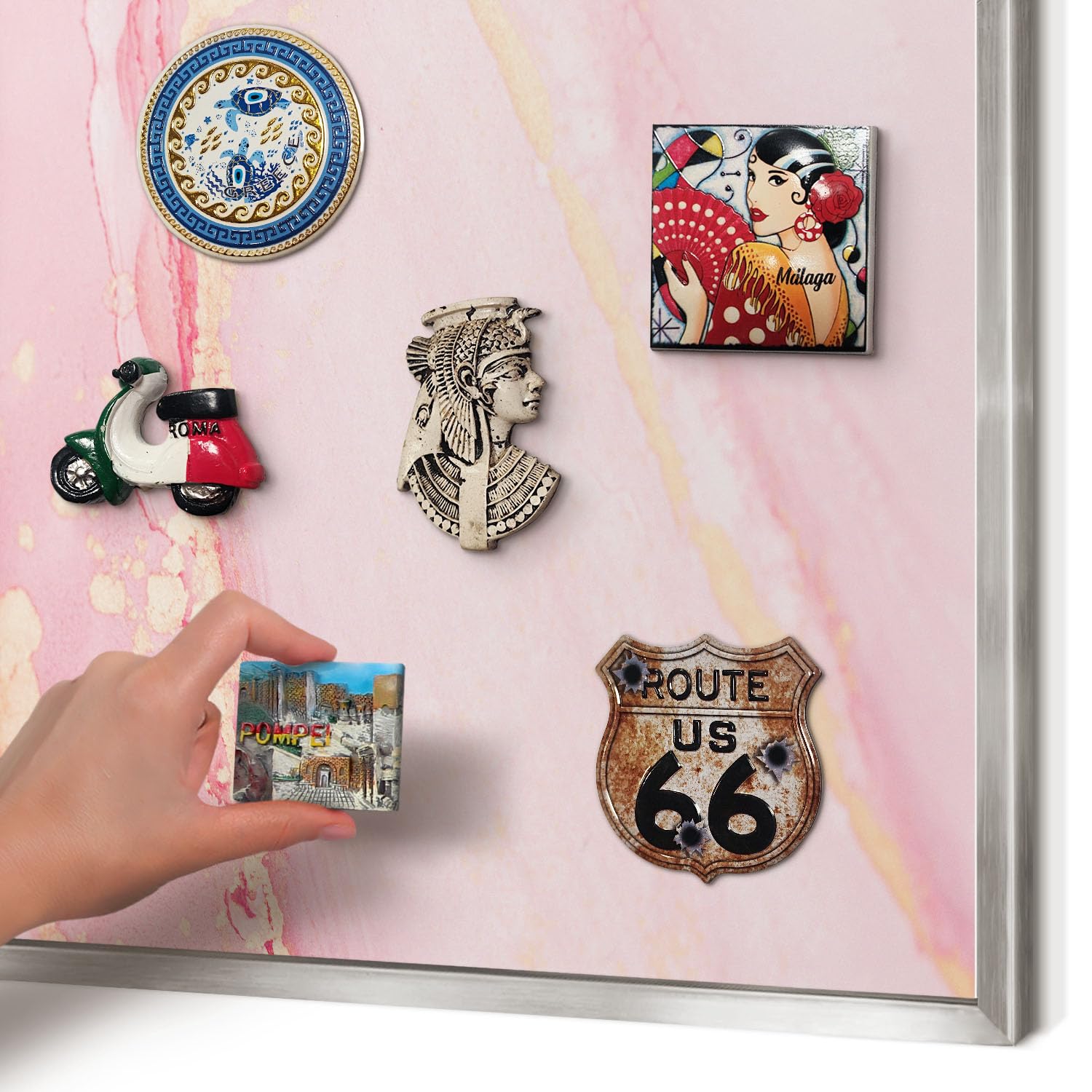 Panel Magnético Informativo 80x60 cm | Marco Plateado | Elegancia Rosa | Montaje Fácil | Pizarra de Pared | Para Restaurante y Bar | Expositor para Menú, Ofertas del Día