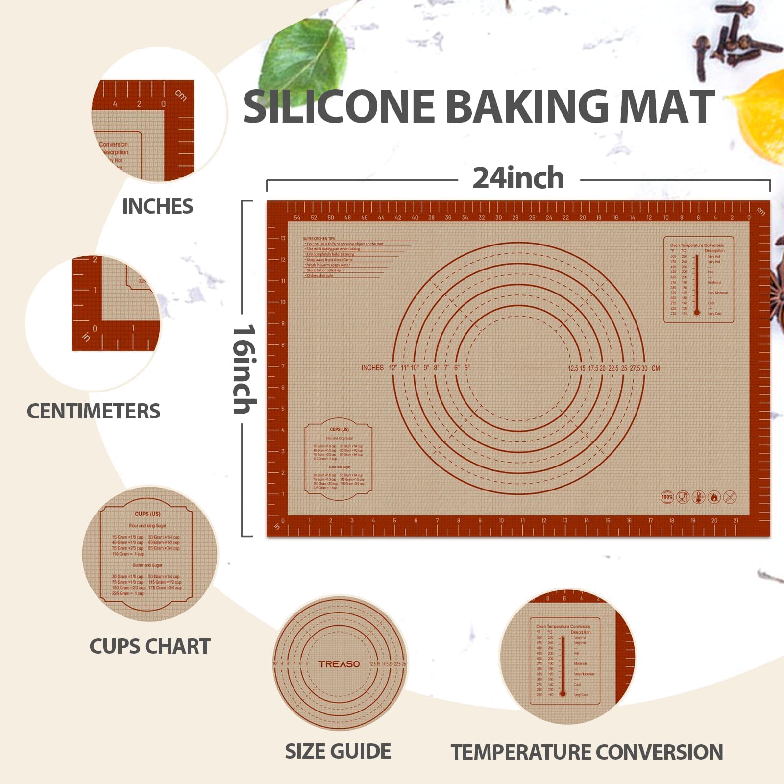 Silicone Baking Mat - Measurement Guides -7