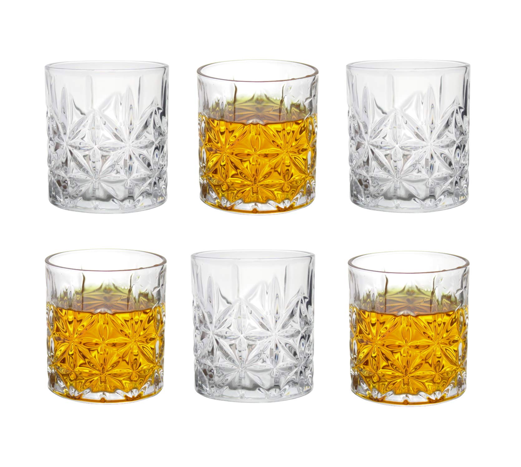 Galloping Horse 6 Whiskey Tumblers Crystal Effect Whisky Glasses Short Glasses 320ml Cocktail Water Juice Glasses Gin & Tonic Drinking Tumblers Lead Free