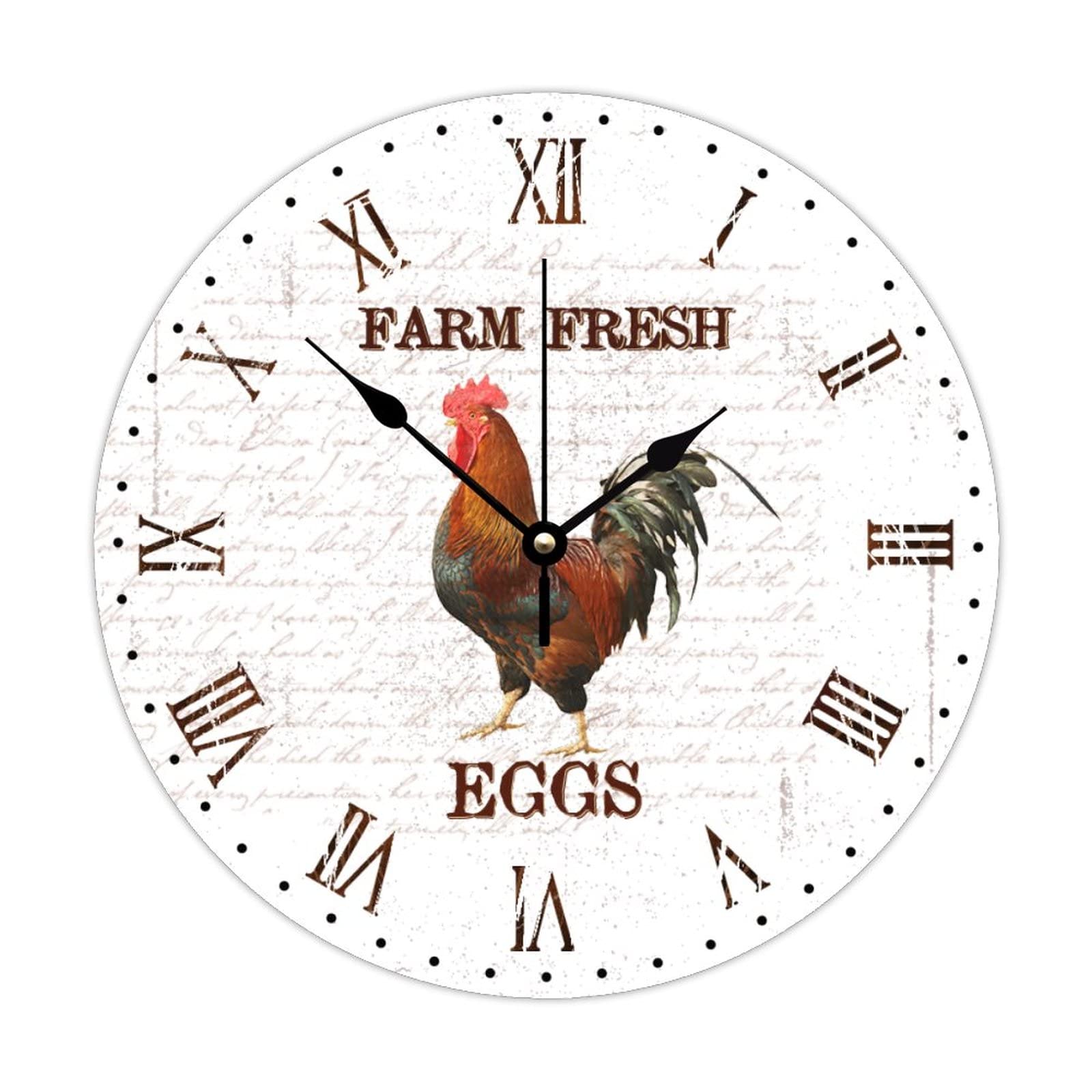 Horloge en bois silencieuse 38cm grand format pour salon et cuisine rétro