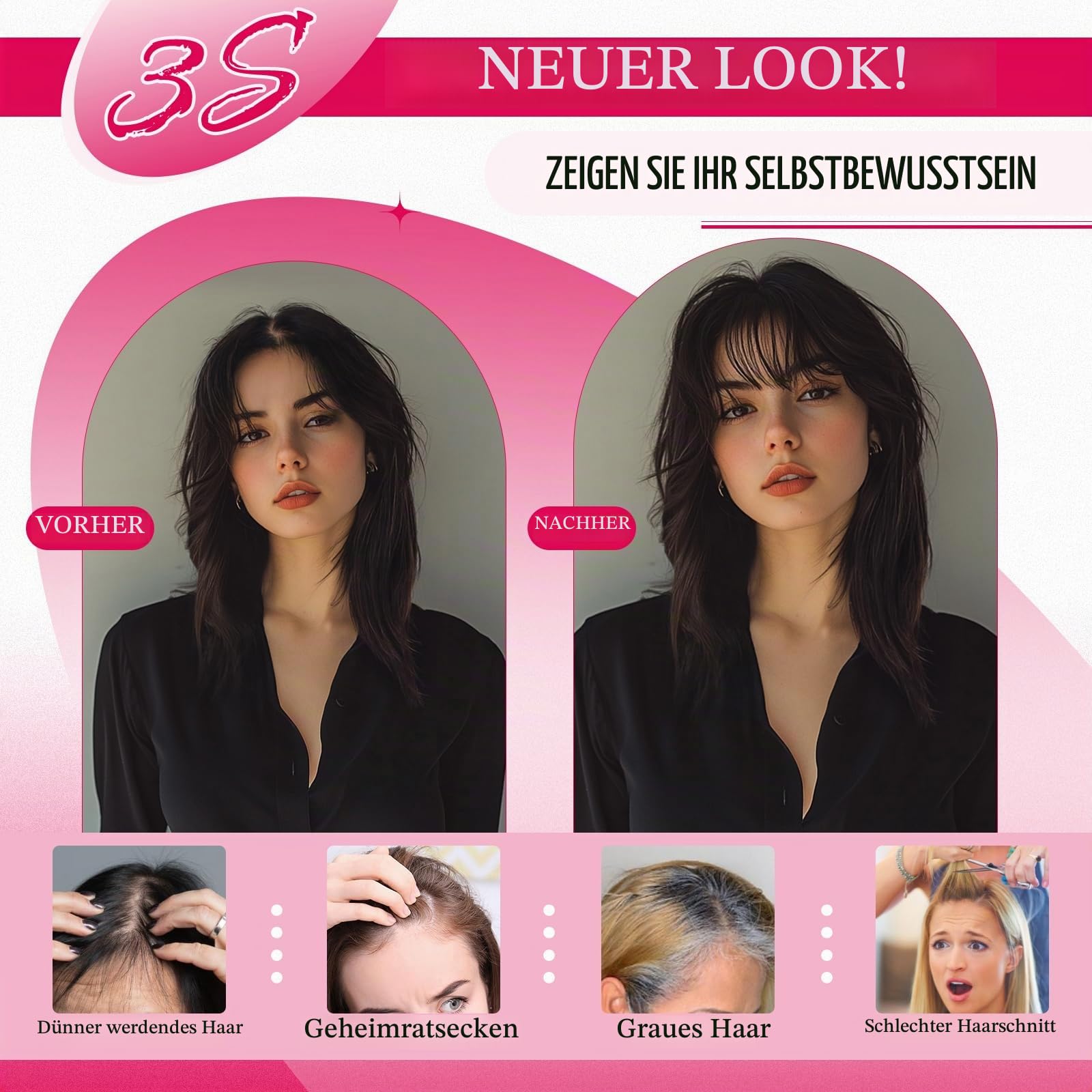 MY-LADY Clip in Pony Haarteile Echthaar 360°Abdeckung Haar Toppers für Frauen Dünnes Haar 21g 11inch #4p27 Mittelbraun/Dunkelblond Hair Topper