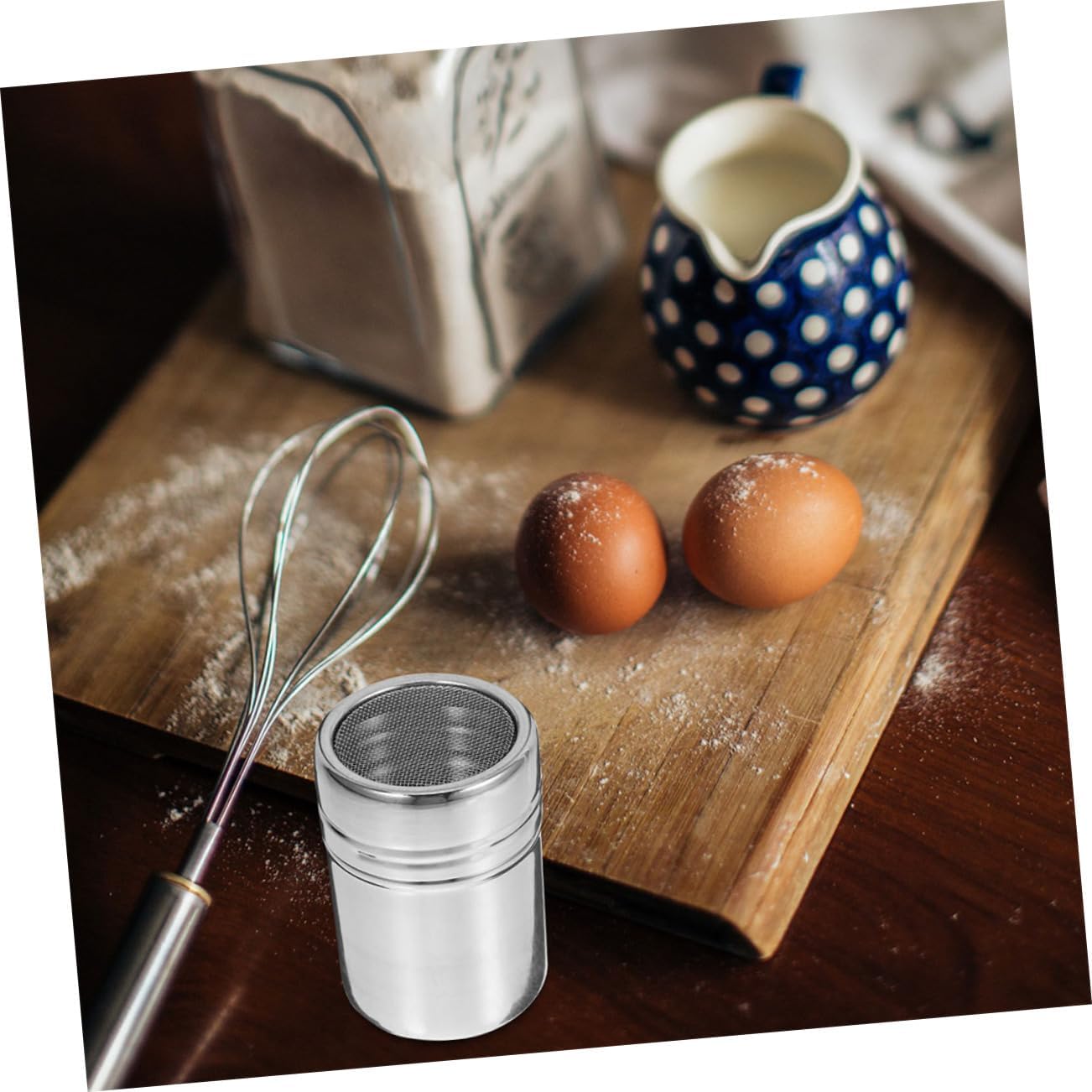 Stainless Steel Powder Sugar Shaker Duster with Lid, Fine Mesh