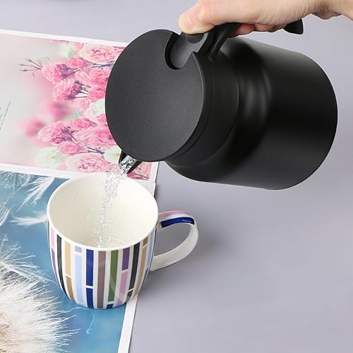 Miniatura 5 de CABAX Jarra térmica pequeña de acero inoxidable, doble pared aislada al vacío, retención de calor y frío de más de 12 horas, capacidad de 1 litro,