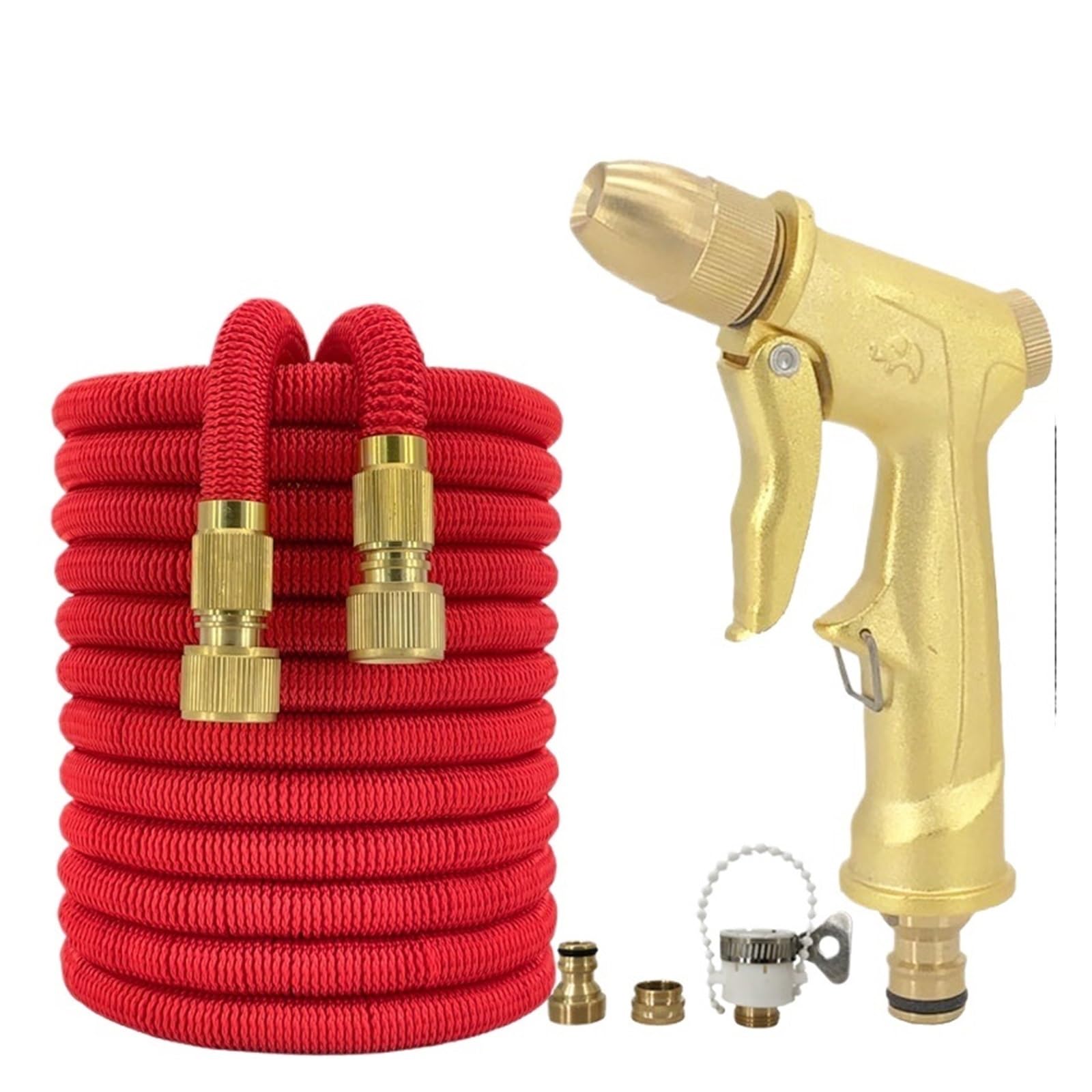 Manguera de jardín, manguera elástica retráctil, manguera de expansión de jardín, manguera de expansión de alta presión ajustable, kit de riego para pistola de agua (100 pies)