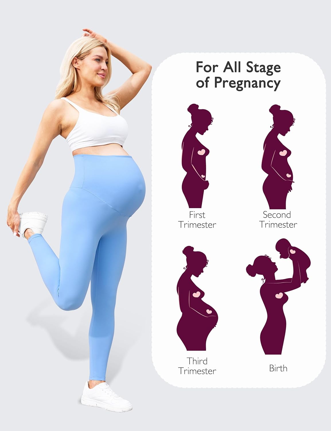 Women's Maternity Leggings Over The Belly - Ultra Stretchy Soft Bump Support Workout Activewear Yoga Pregnancy Pants
