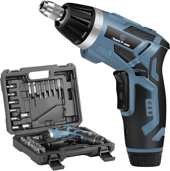 C P CHANTPOWER Cordless Electric Screwdriver Set, 6+1 Torque Setting