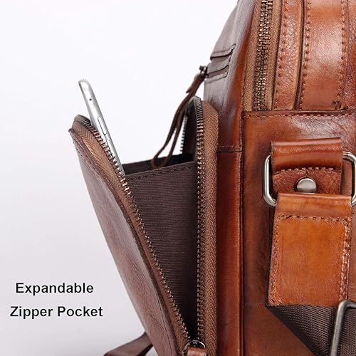 Miniatura 2 de EURYNOME Bolso de mensajero de cuero para hombres, bolso de cuero de grano completo para hombre