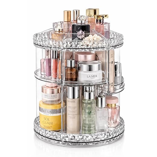 Organizador De Acrílico Giratório 360º Para Cosméticos/Pincéis/Perfumes Ajustável/Porta Maquiagem Acabamento Premium