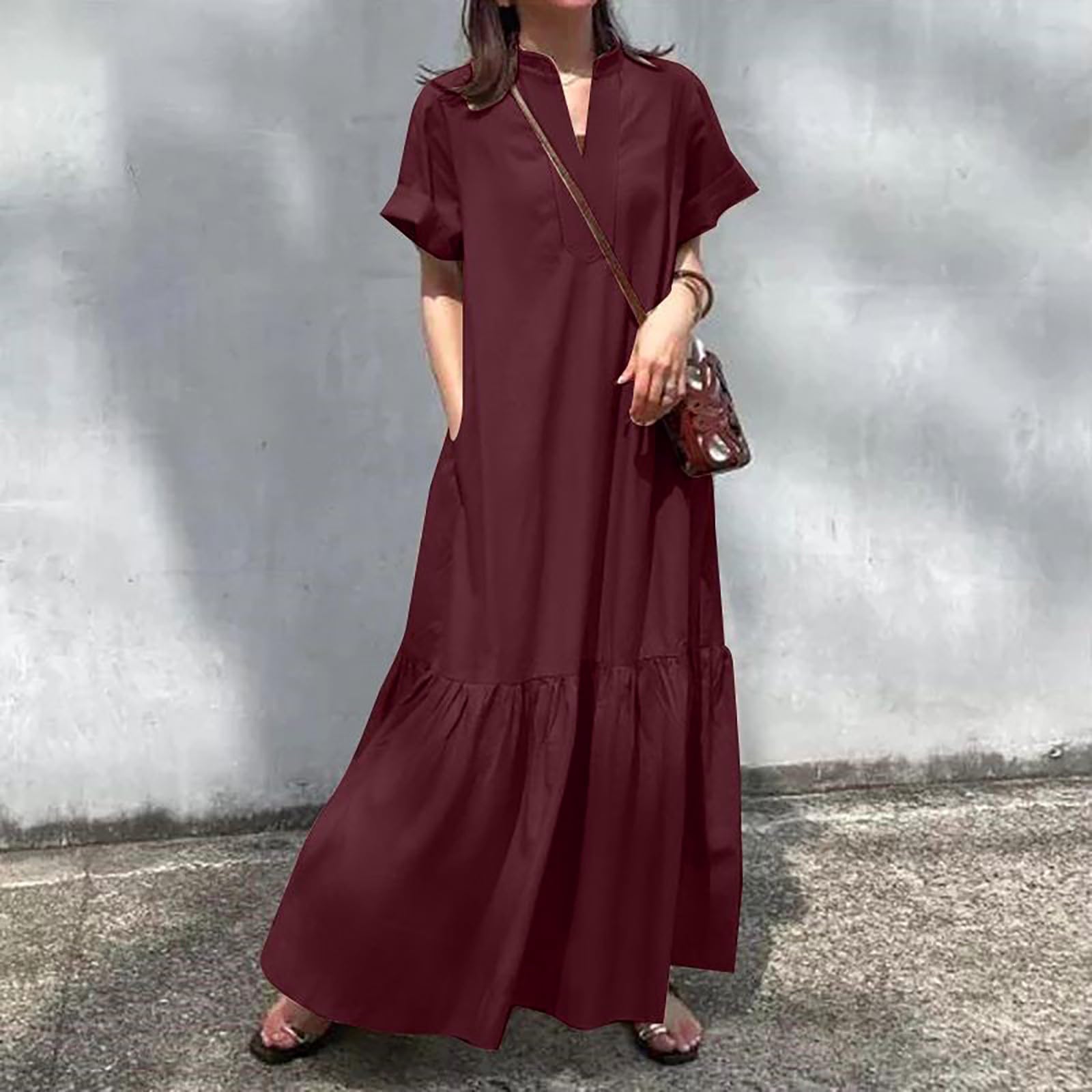 Camicia casual da donna con bottoni abiti da donna 2024 primavera estate insegnante vacanza alla moda abiti da lavoro vestibilità ampia manica corta colletto alla coreana scollo a V abiti da lavoro da