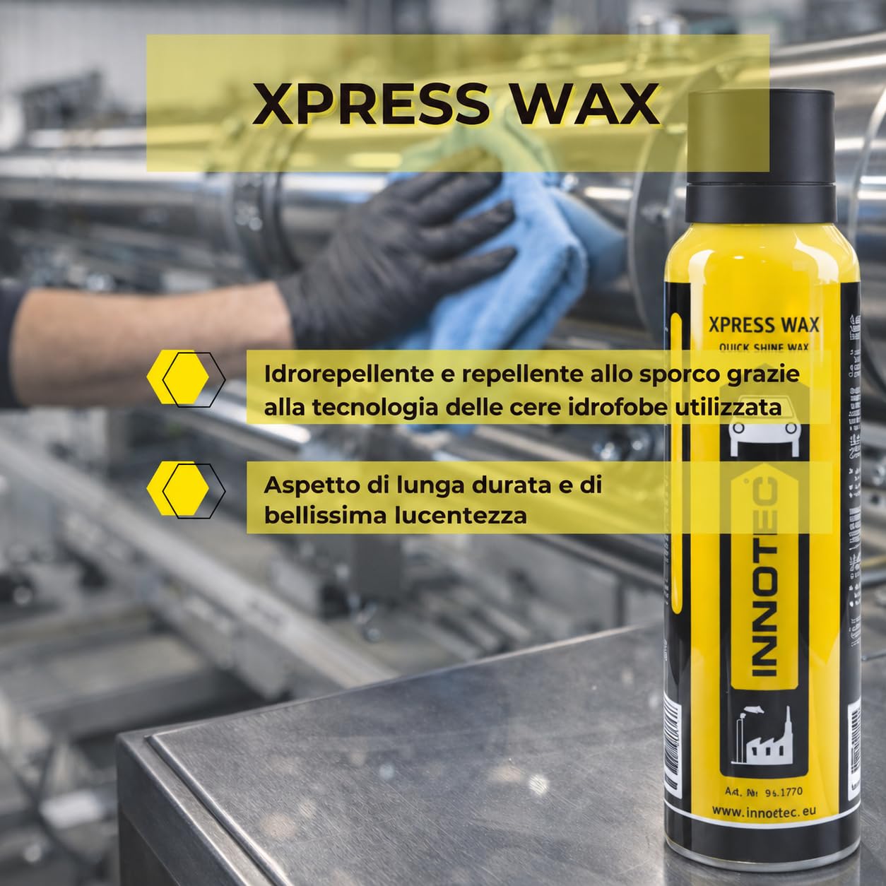 2 pezzi Innotec Xpress Wax 200 ml – Cera rapida spruzzabile per tutte le superfici lucide, fornisce una lucentezza senza striature e una protezione duratura su vernice auto, barca, moto e superfici
