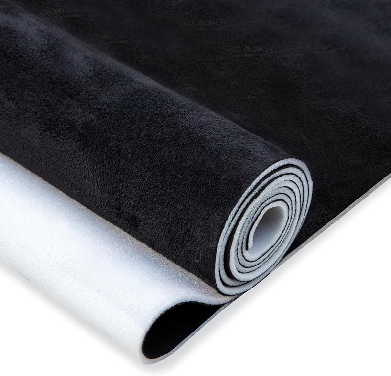 Hiksuky Suede Auto Headliner Fabric 98" L × 60" W with Foam Backing - Black Interior Replacement Material for Car/Truck/SUV/RV Roof, Tube Packaging - Home Repair/DIY Headliner Material