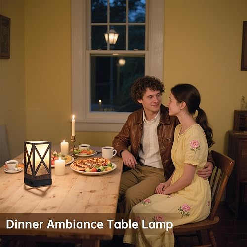 Miniatura 8 de Lámpara de mesa, juego de 2 lámparas rústicas de mesita de noche, lámpara de escritorio de 3 temperaturas de color con puertos de carga USB, salida