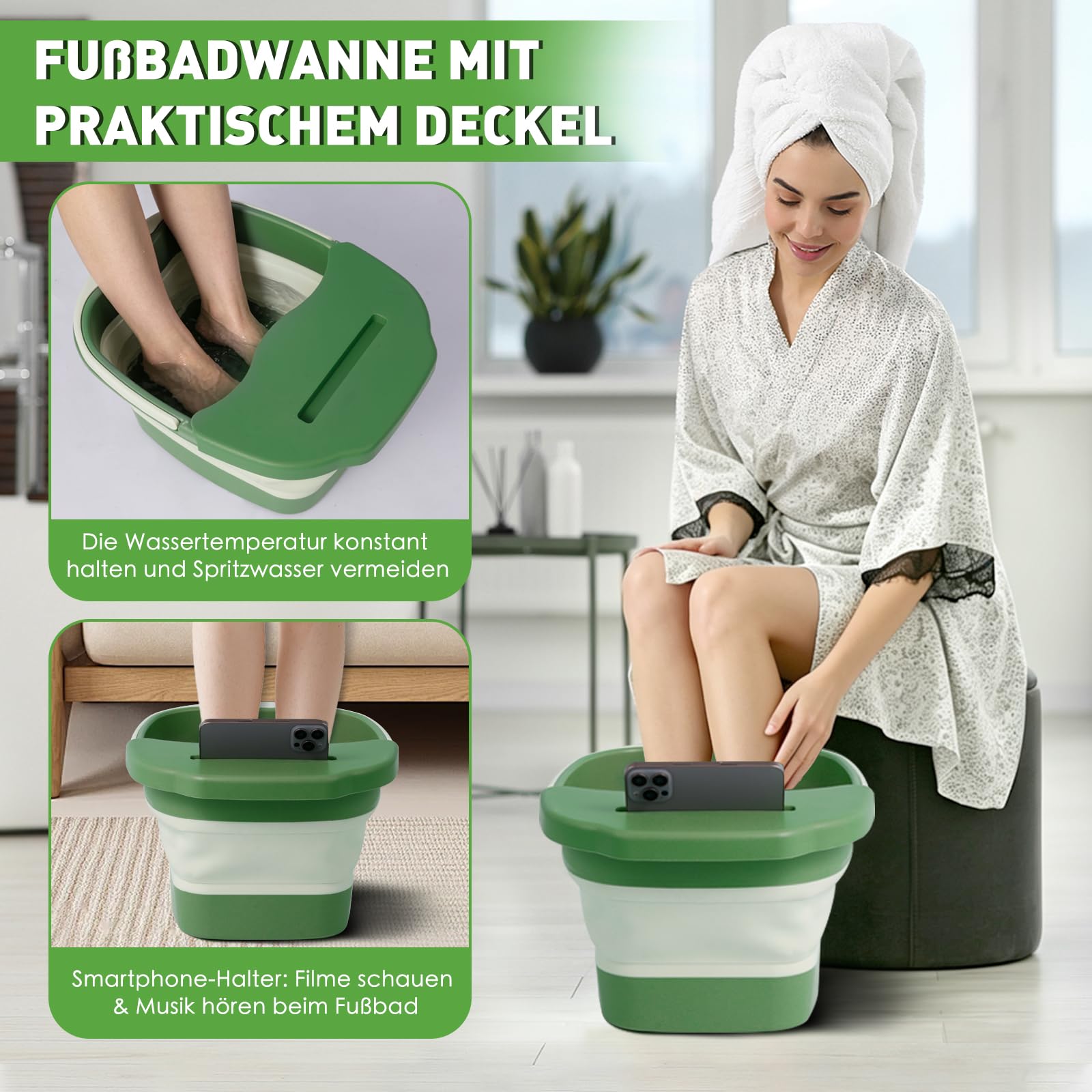 Składana wanna do stóp z funkcją masażu, wielofunkcyjna wanna do stóp 10 w 1, pilnik do stóp i zestaw do usuwania zrogowaciałego naskórka, pedicure, relaks i łagodzenie zmęczenia