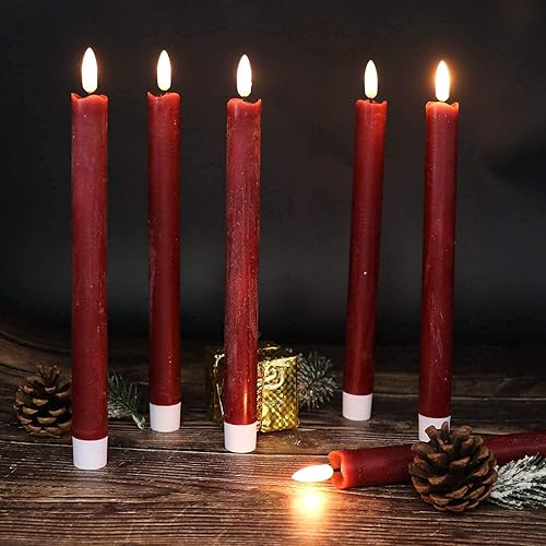 Miniatura 10 de Wondise Velas cónicas parpadeantes sin llama con control remoto y temporizador, velas doradas de cera real 3D que funcionan con pilas para