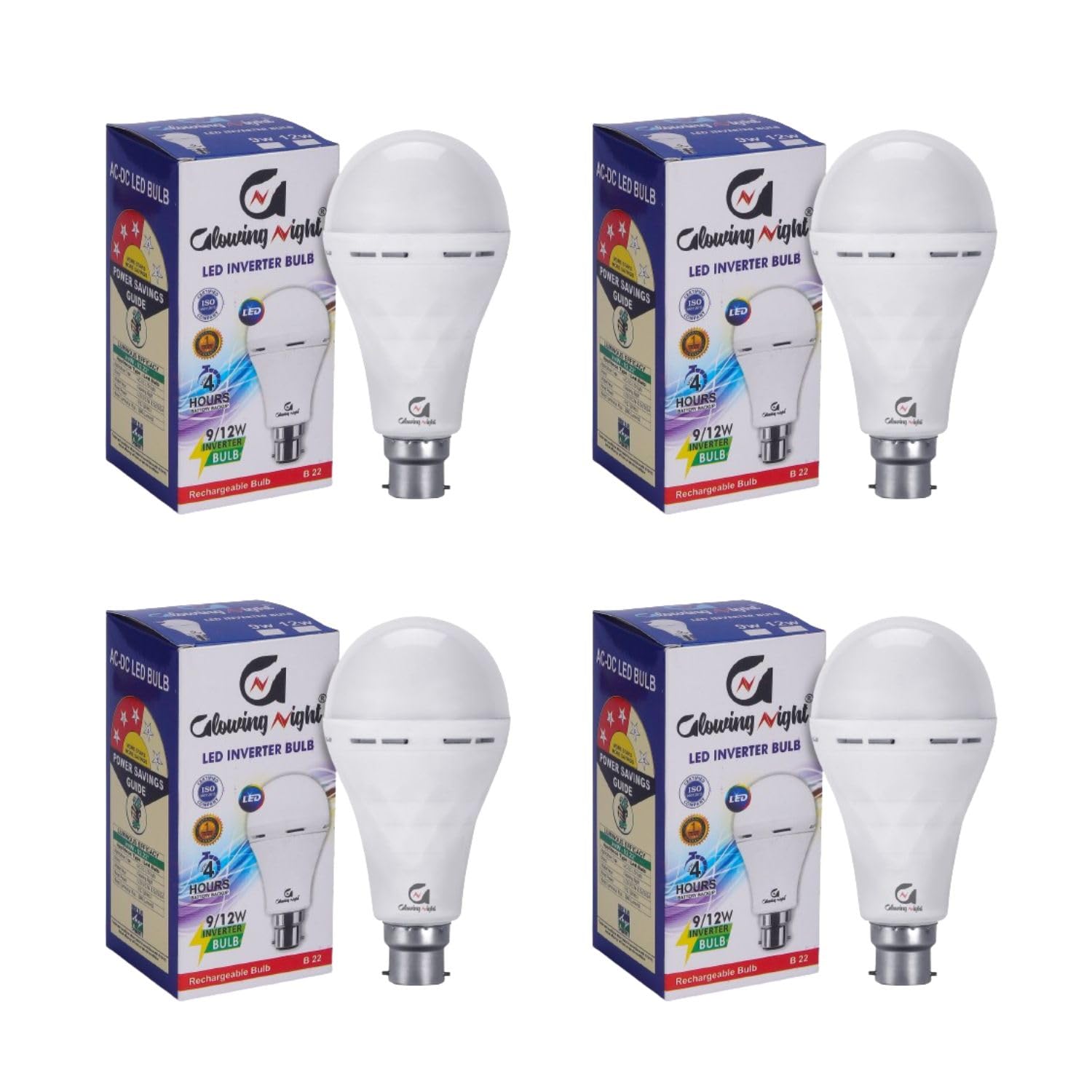 Glowing Night Emergency Light | Rechargeable Light Bulb | Inverter Bulb | Led Bulb Light | 12 Watt | Upto 4 Hours Battery | Pack Of 4 (B0CPJF1RMR) Amazon Price History, Amazon Price Tracker