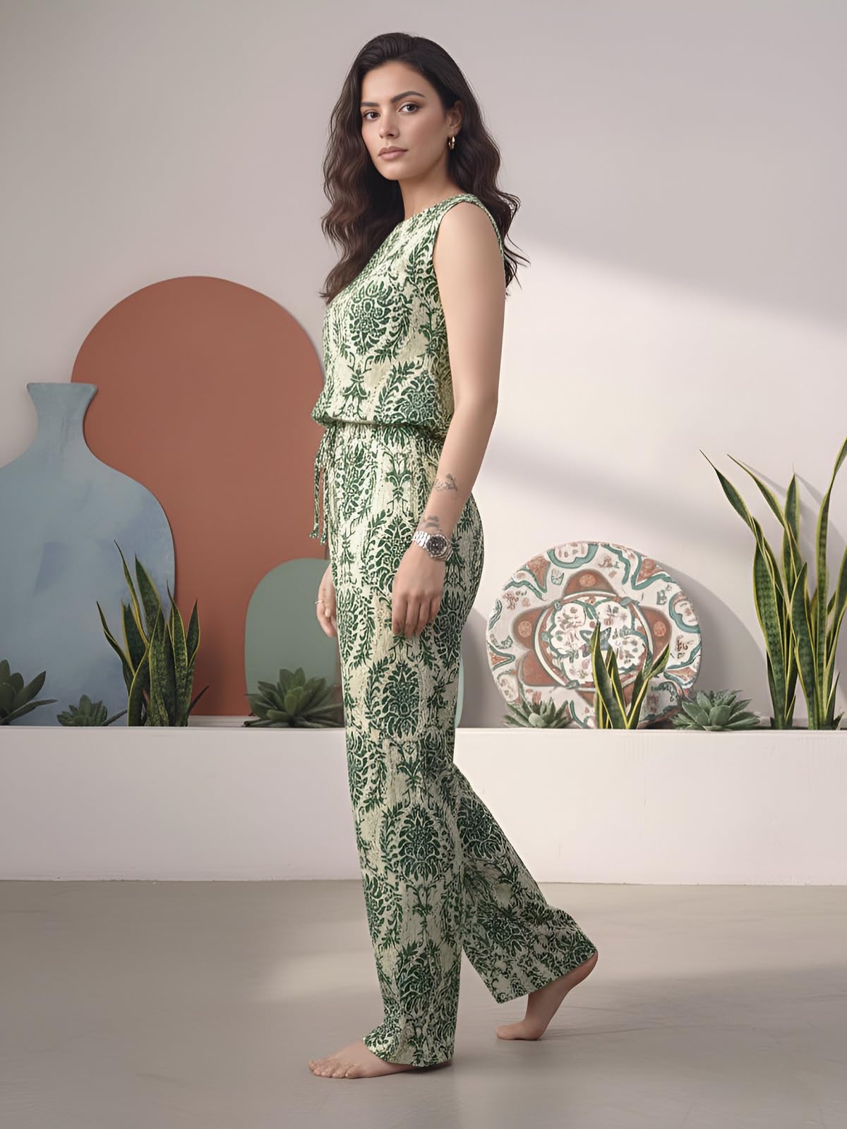 Leriya Fashion Co-ord - Conjunto elegante para mujer, conjunto de cordón de verano coreano para mujer, overol para traje de fiesta occidental, ropa formal de oficina y aspecto casual, conjunto de