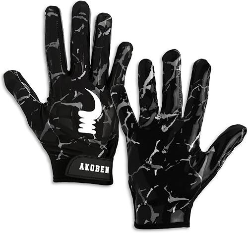 AKOBEN Guantes de fútbol  Guantes negros de fútbol  Guantes de fútbol blancos  Equipo de fútbol  Guantes de fútbol para hombre  Guantes de fútbol