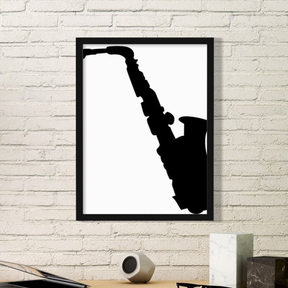 Cadre d'art musique classique noir avec estampe de saxophone et stickers