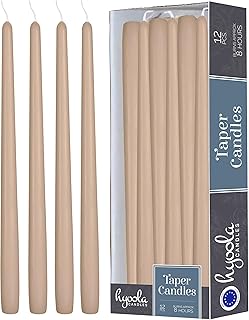Hyoola 12 Pack Tall Taper Candles - 10 Inch Sahara Beige Dripless, Unsce...