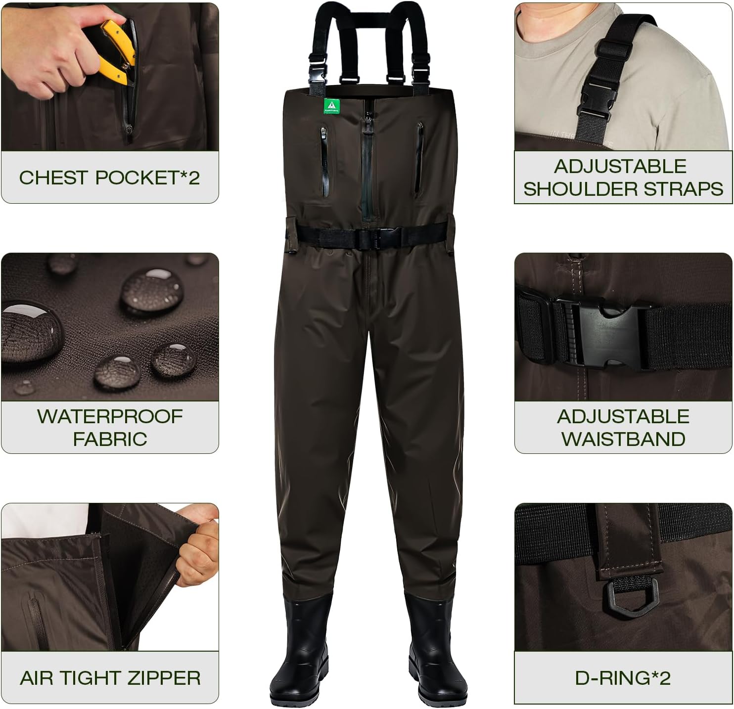 Ghosthorn Chest Waders for Men Women with Insulated Boots Nylon/PVC Waterproof Fishing Waders Bootfoot Duck Hunting Waders