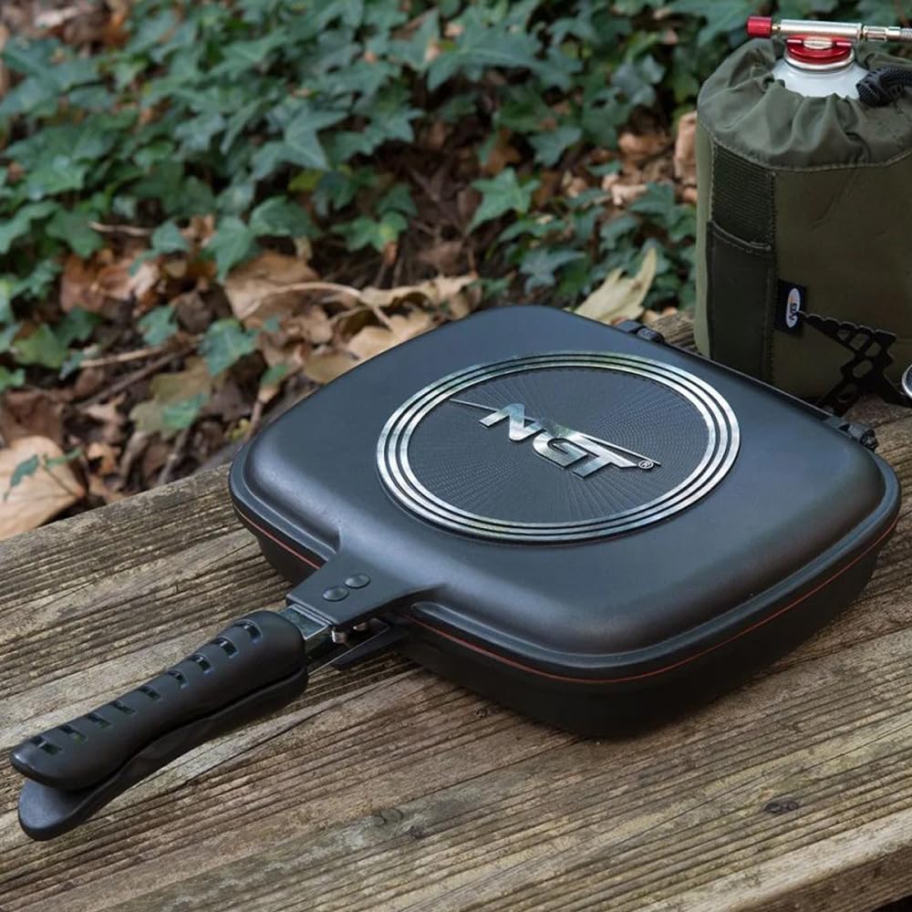G8DS Doppel Pfanne Outdoor Angeln Toastpfanne Antihaftbeschichtete Bratpfanne Camping Toaster Sandwich Maker für Frühstück Camping