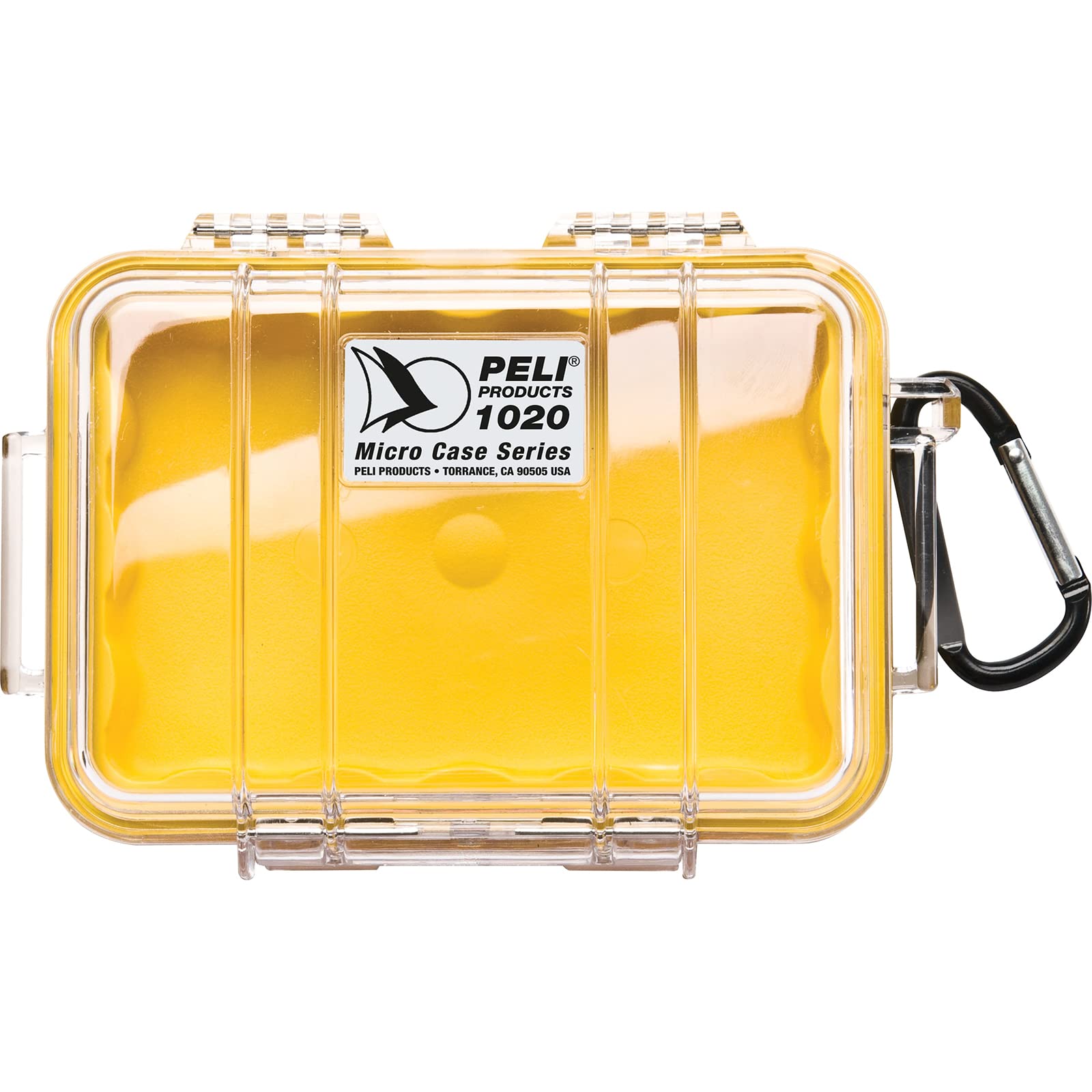 PELI 1020 Micro Case, Protezione stagna per piccoli dispositivi sensibili, Grado di protezione IP67, Capacità di 0,5L, Prodotto in USA, Trasparente/Giallo