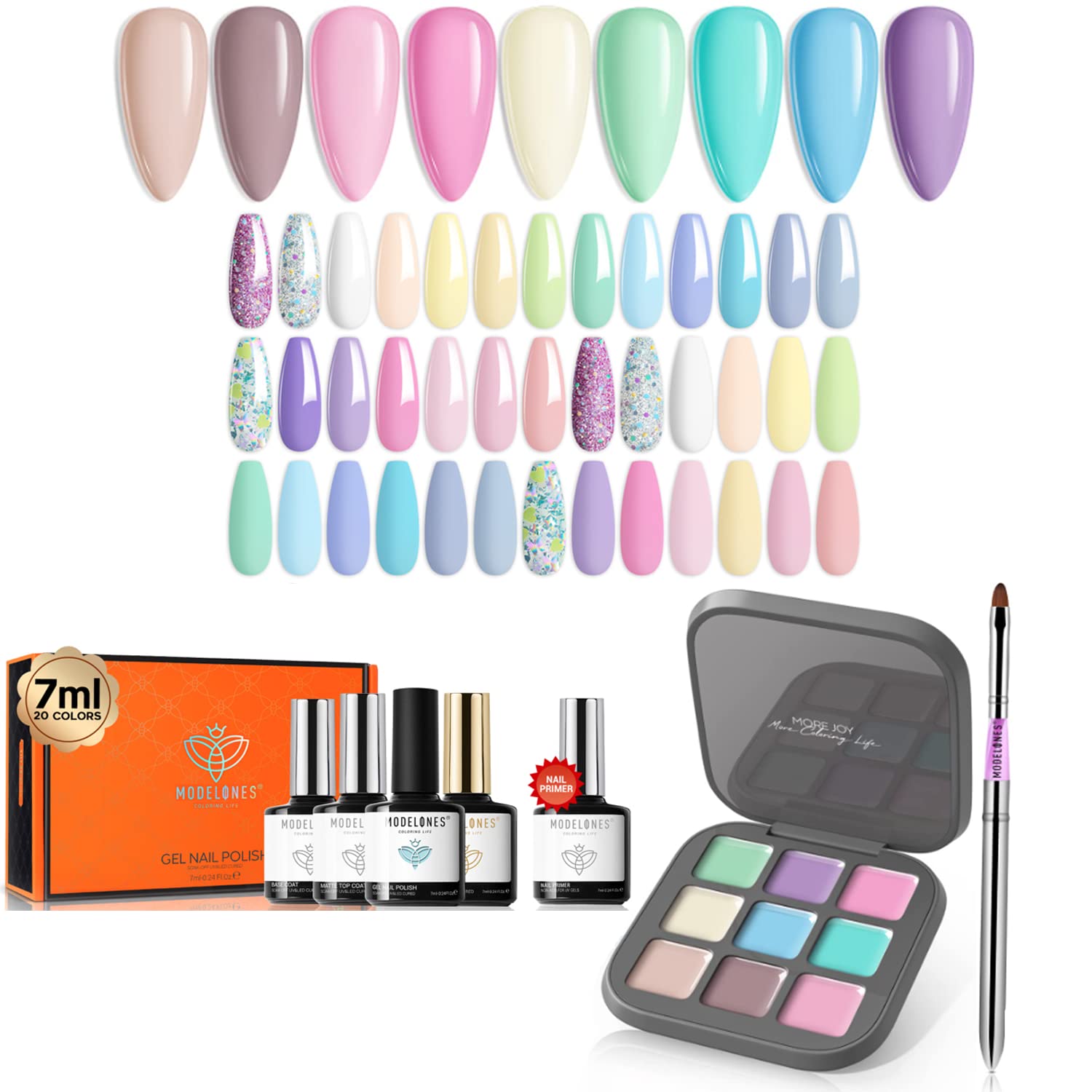 Modelones 9 Colors 9g Pastel Solid Gel Polish Palette+ 1