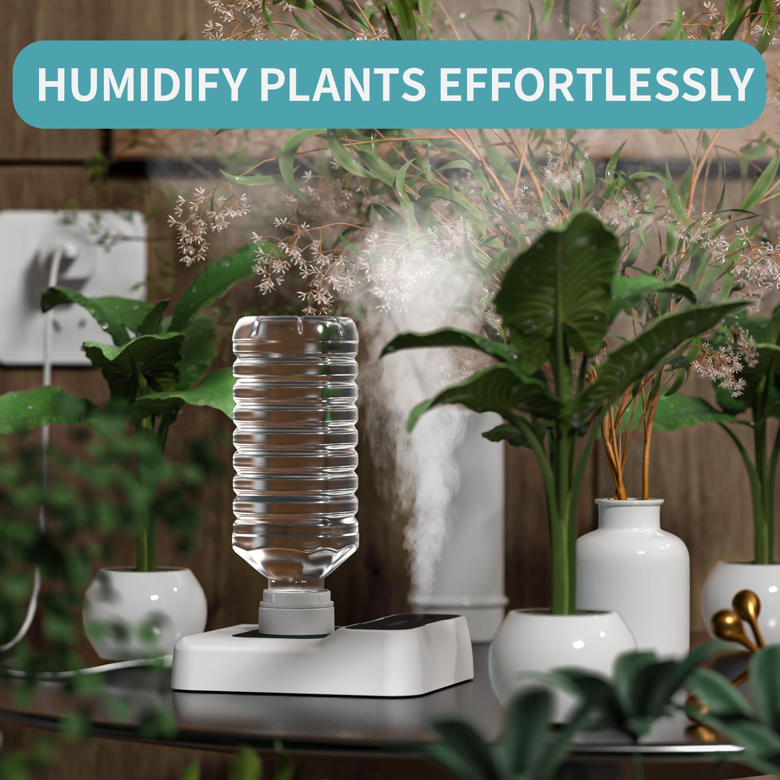 Humidificadores portátiles para viajes, mini humidificador pequeño con apagado automático, luz nocturna y bolsa de almacenamiento para hotel, dormitorio u oficina, humidificador de plantas de