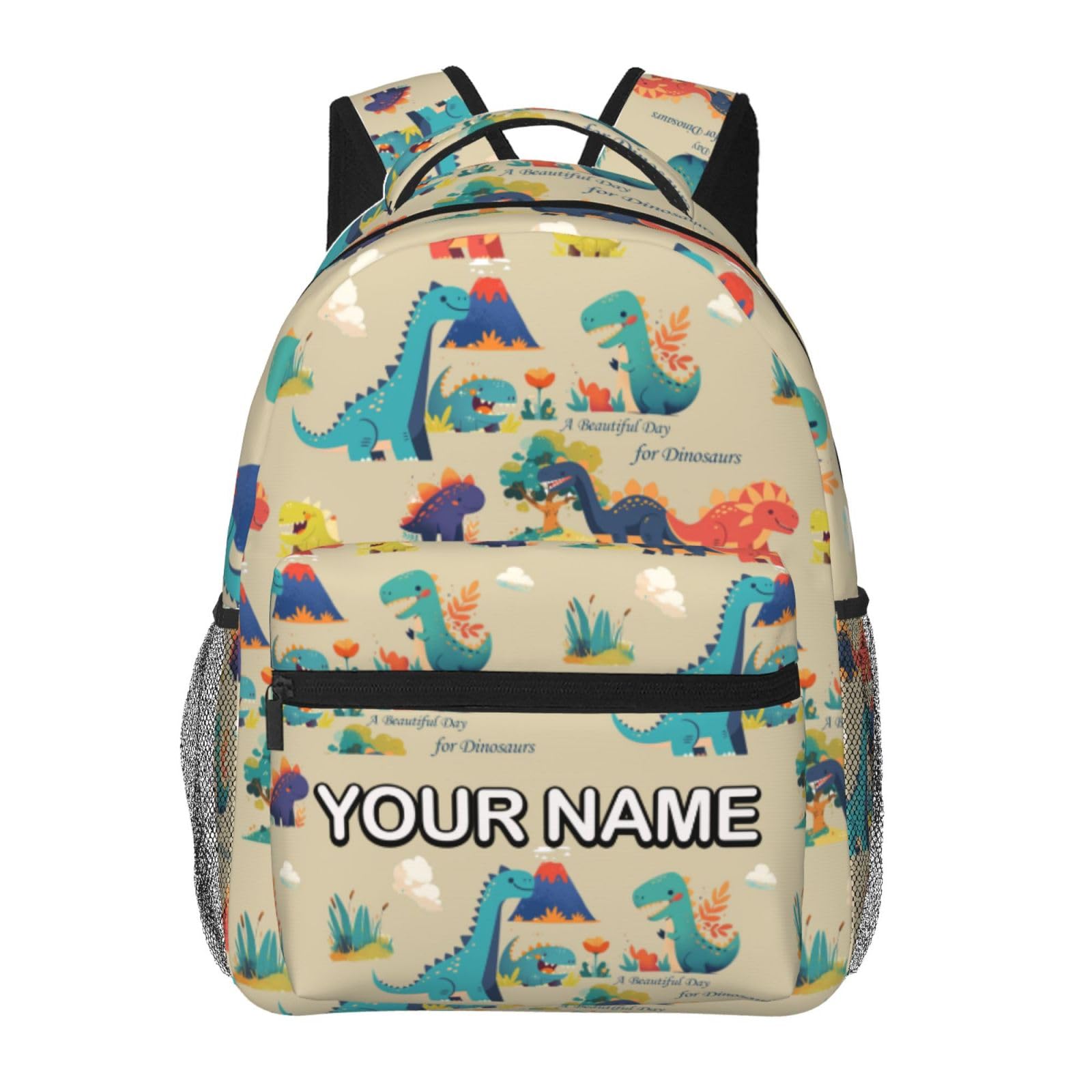 Fitbeckes Custom Cute Dinosaur Backpack,Personalized Cartoon Daypacks With Name/Text,Customized Laptop Backpack For Women Men,Large Capacity Casual
