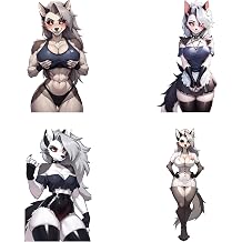 5.1 Anime Furry Wolf Girl Attractive Car Accessories Stickers Water Bottles Motorcycle Fuel Tank Cap Luggage Decals 4Pcs