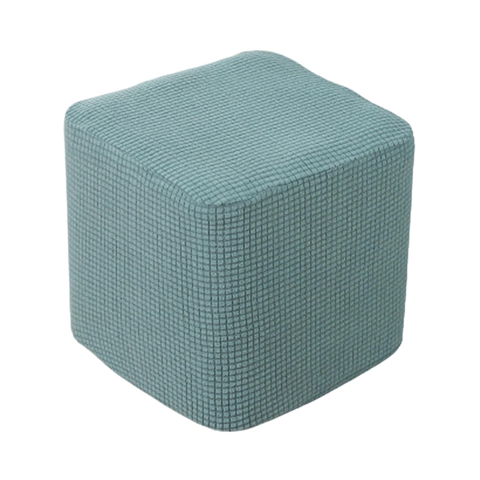 1 Stück Stretch-Plüsch-Quadrat-Ottomane-Fußhocker-Schonbezug, waschbarer Möbelbezug, Sofa-Schutzhülle(Green)