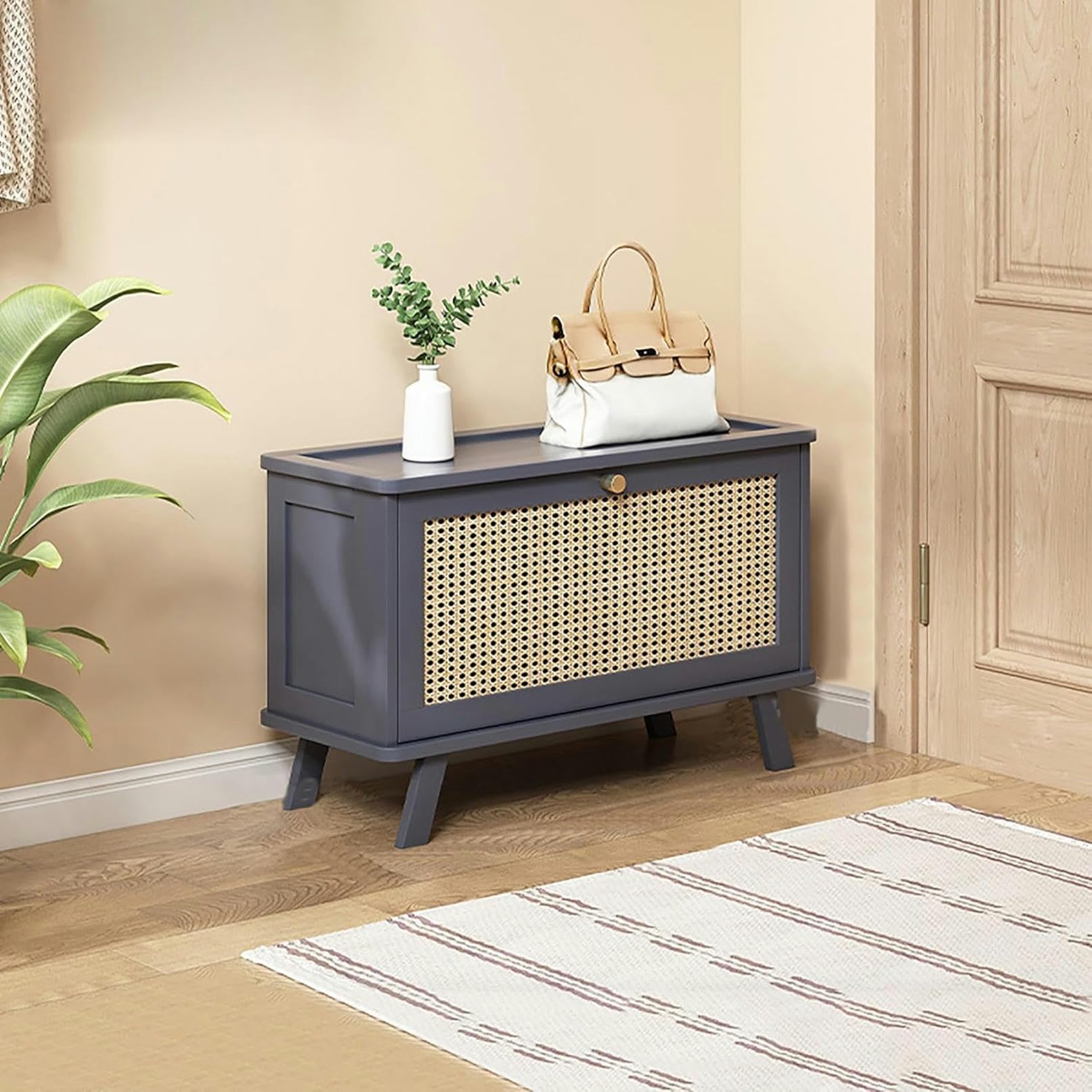 Meuble à chaussures en rotin idéal pour une chambre ou une entrée