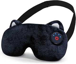 Ewarmer Cordless Heated Eye mask,Cute Sleep Eye mask for Women,USB Rechargeable Heating Eye pad with Battery Indicators,Warm Eye Compress for Relief Dry Eyes,Stye,Electric Portable Gift (Black)