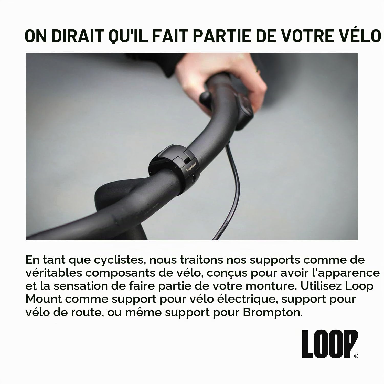 Loop Support de téléphone Universel pour vélo ou téléphone Noir